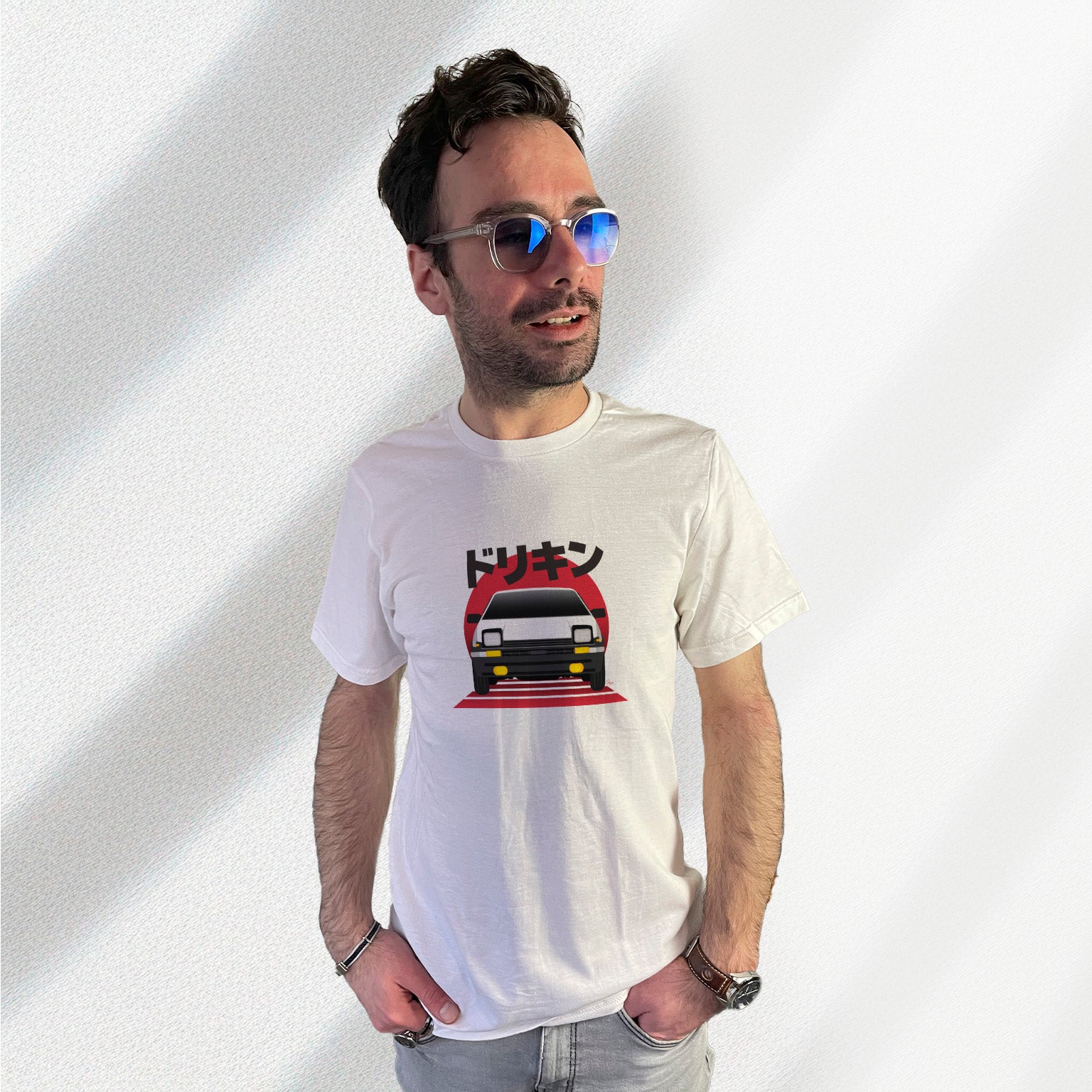 T-shirt blanc avec motif Toyota Sprinter Trueno AE86