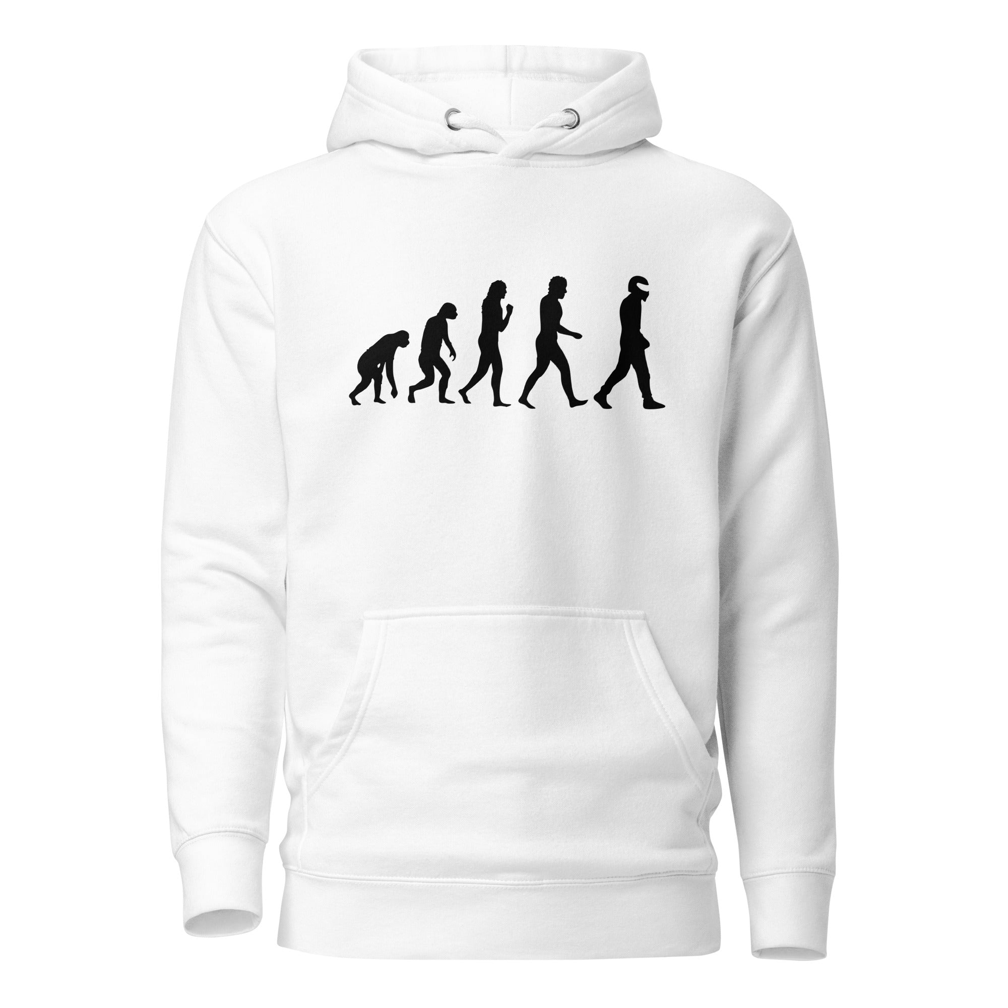 Sweat à capuche blanc avec le motif de l'évolution du STIG