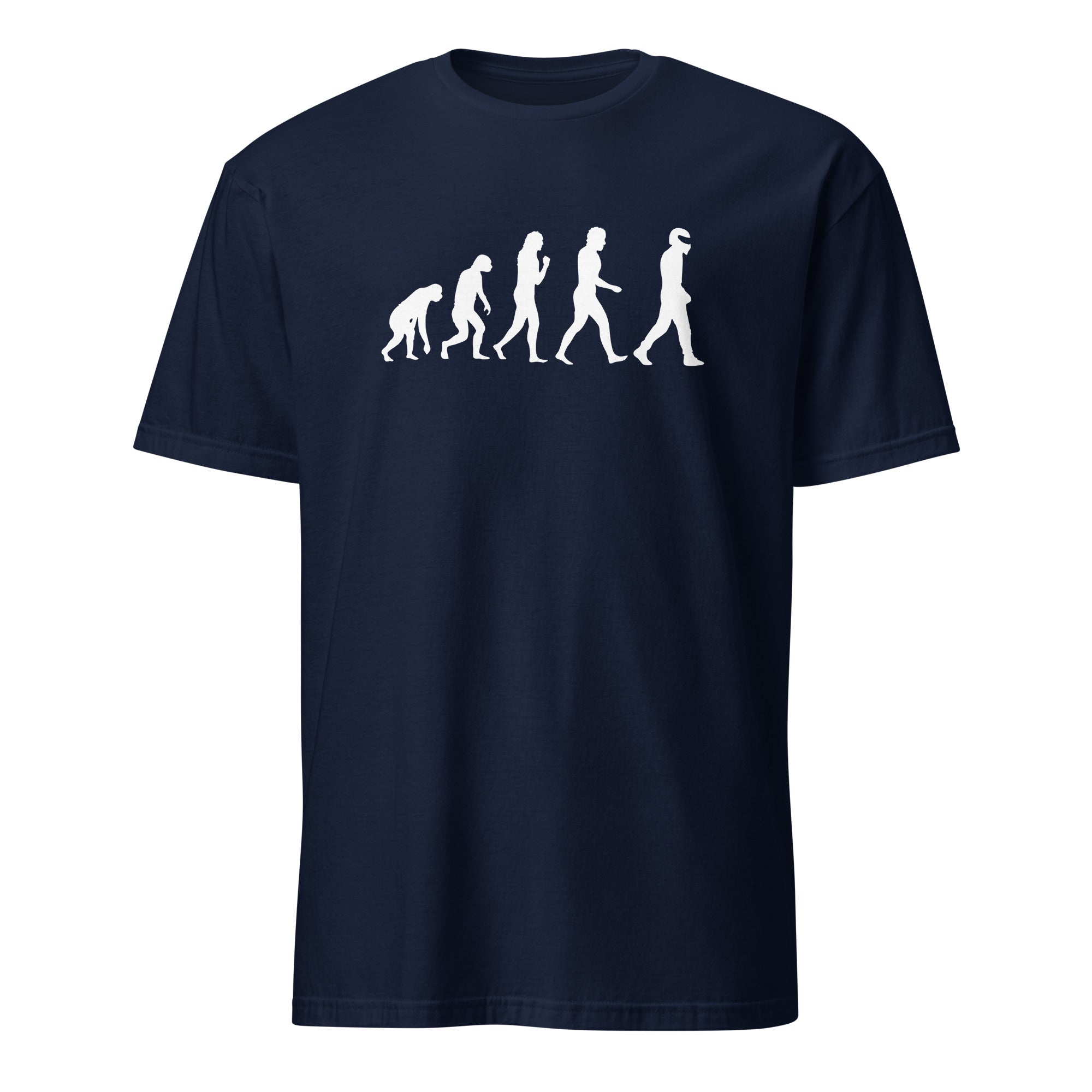 T-shirt bleu marine avec le design du STIG Évolution, personnage célèbre de Top Gear
