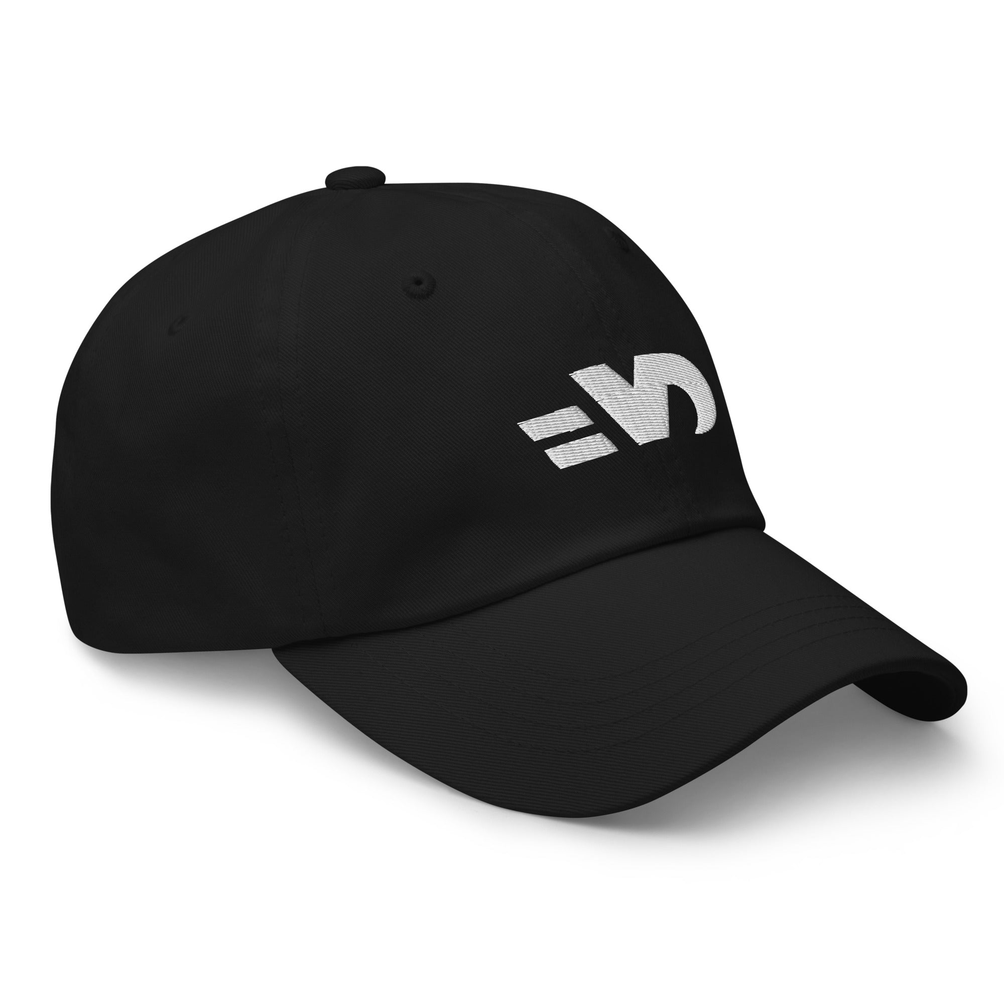 Casquette noire avec le logo Vintage Drivers en blanc, de 3/4