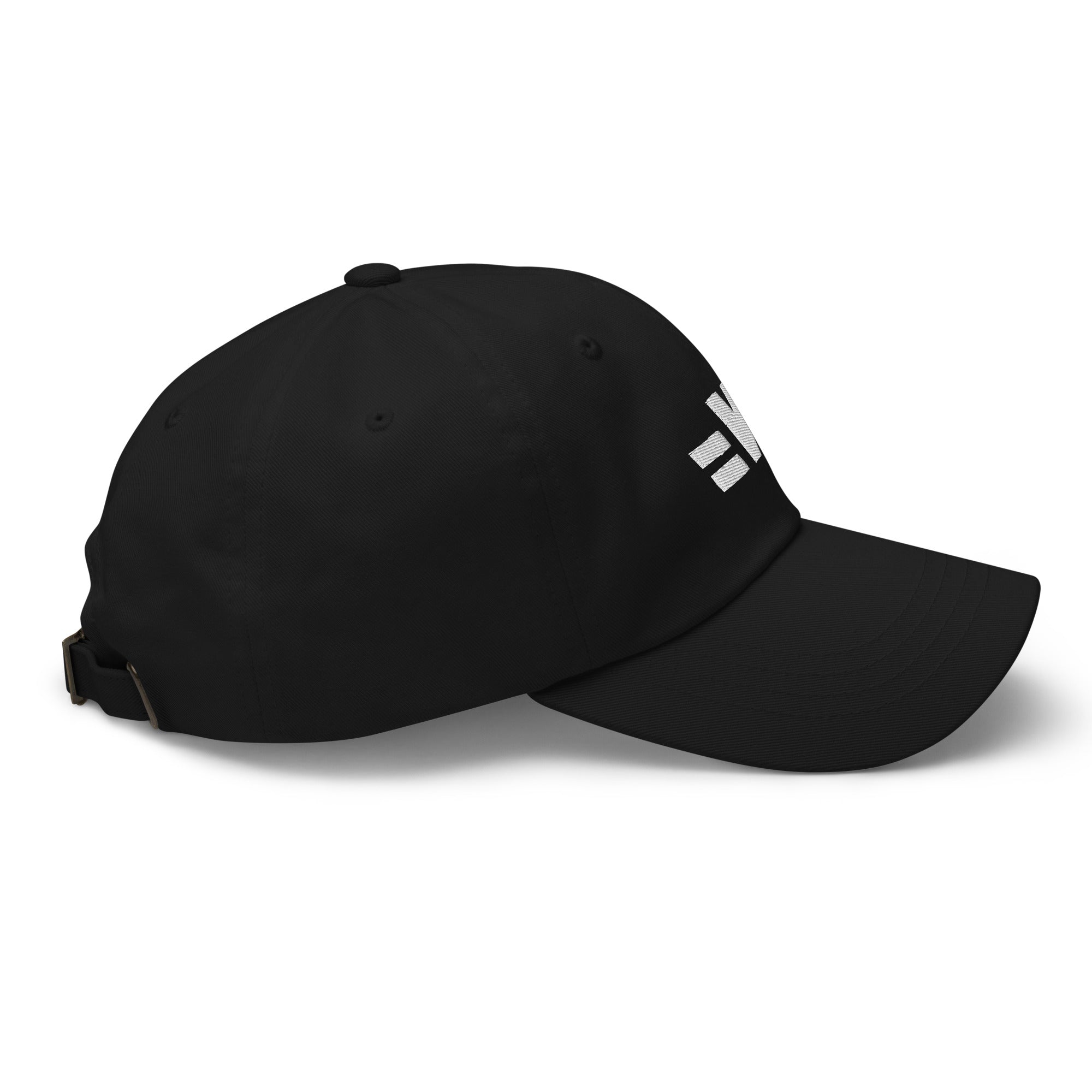 Casquette noire avec le logo Vintage Drivers en blanc, de profil