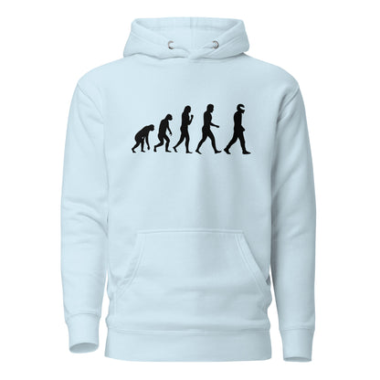 Sweat à capuche bleu visuel avec le motif de l'évolution du STIG