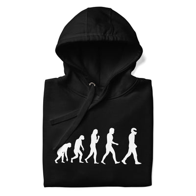 Sweat à capuche noir avec le motif de l'évolution du STIG, plié avec capuche dépliée