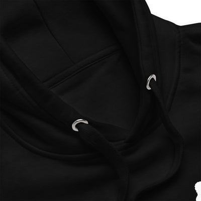 Sweat à capuche noir avec le motif de l'évolution du STIG, zoom sur la capuche