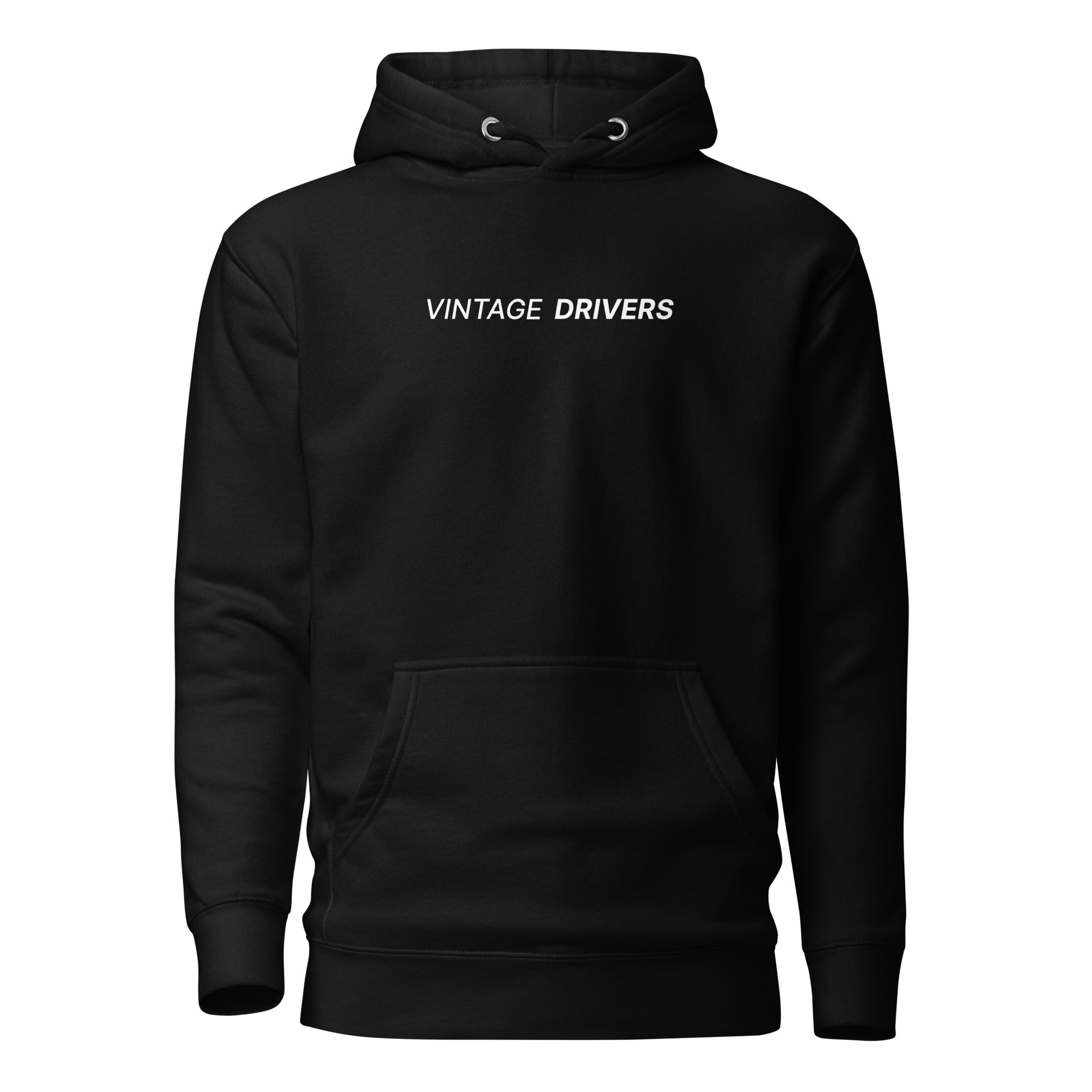 Sweat à capuche avec le logo complet VINTAGE DRIVERS centré au milieu, couleur noir