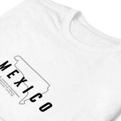T-shirt blanc avec motif visuel illustrant le circuit de Mexico