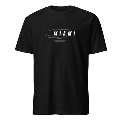 T-shirt noir avec la représentation du circuit de Miami et quelques informations sur ce dernier