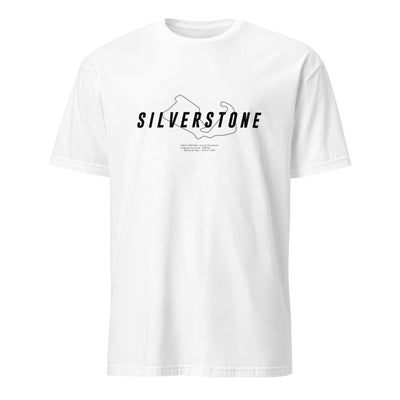 T-shirt blanc avec motif visuel illustrant le circuit de Silverstone