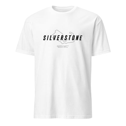 T-shirt blanc avec motif visuel illustrant le circuit de Silverstone