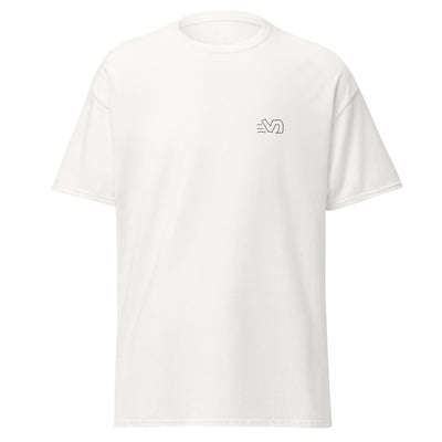 T-shirt blanc cassé avec le fameux logo Vintage Drivers "VD" réalisé par notre stagiaire