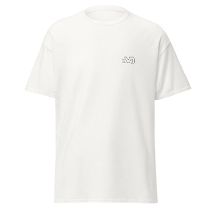 T-shirt blanc cassé avec le fameux logo Vintage Drivers "VD" réalisé par notre stagiaire