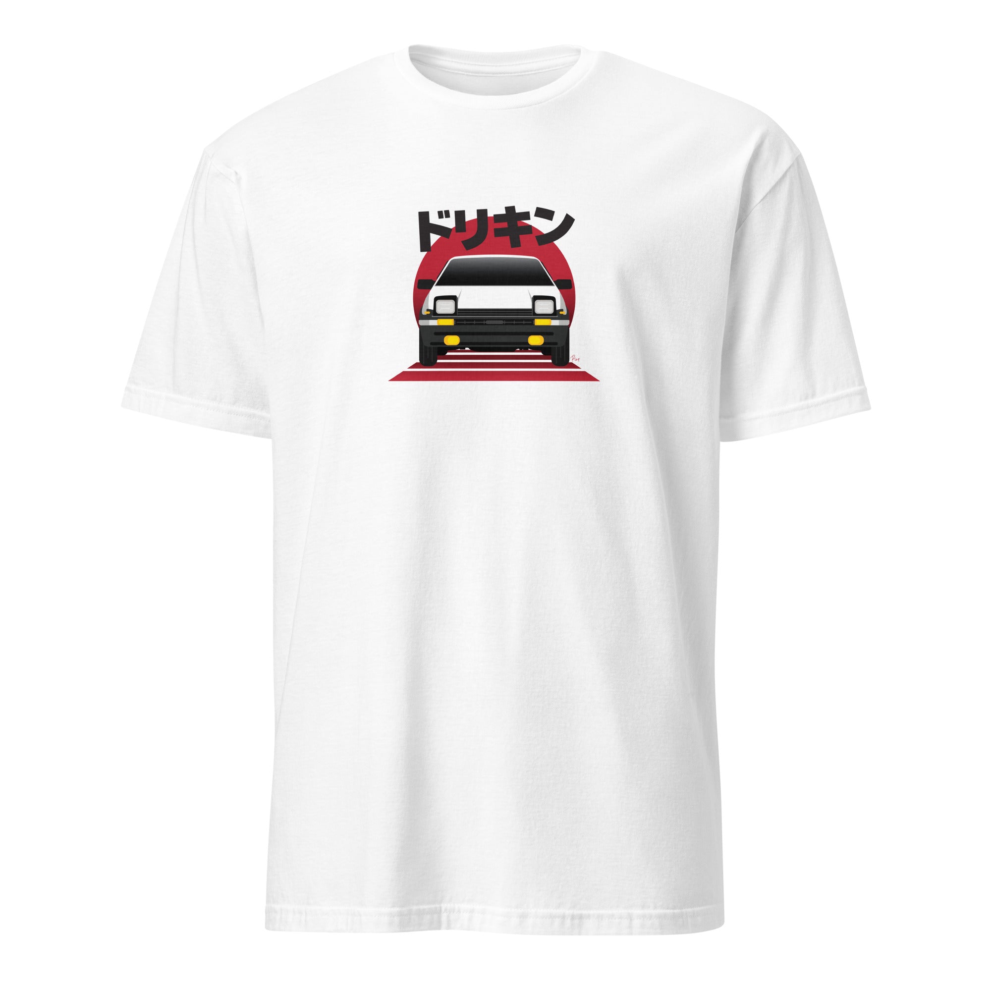 T-shirt blanc avec une illustration de la Toyota Sprinter Trueno AE86